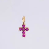 Pendant Cross Rubies 30pts 0.45g / 1/2 in Yellow Gold 18K