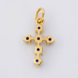 Dije Cruz Burbuja Zafiros 25pts 0.6g / 1/2 in Oro Amarillo 18K