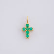 Pendant Cross Emeralds 12pts 0.4g / 1/2 in 18K Yellow Gold