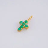 Pendant Cross Emeralds 12pts 0.4g / 1/2 in 18K Yellow Gold