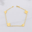 Pulso Aro Seguido Trébol y Corazón Diamantados 2.55g / 7 1/4 in / 1.65mm Oro Amarillo 18K