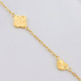 Pulso Aro Seguido Trébol y Corazón Diamantados 2.55g / 7 1/4 in / 1.65mm Oro Amarillo 18K