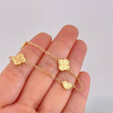 Pulso Aro Seguido Trébol y Corazón Diamantados 2.55g / 7 1/4 in / 1.65mm Oro Amarillo 18K