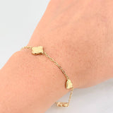 Pulso Aro Seguido Trébol y Corazón Diamantados 2.55g / 7 1/4 in / 1.65mm Oro Amarillo 18K