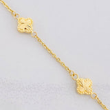 Pulso Aro Seguido Trébol Diamantado 2.6g / 7 1/4 in / 1.55mm Oro Amarillo 18K