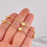 Pulso Aro Seguido Trébol Diamantado 2.6g / 7 1/4 in / 1.55mm Oro Amarillo 18K