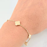 Classic Link Bracelet Diamond Cut Clover 2.55g / 7 1/4 in / 1.65mm 18K Yellow Gold