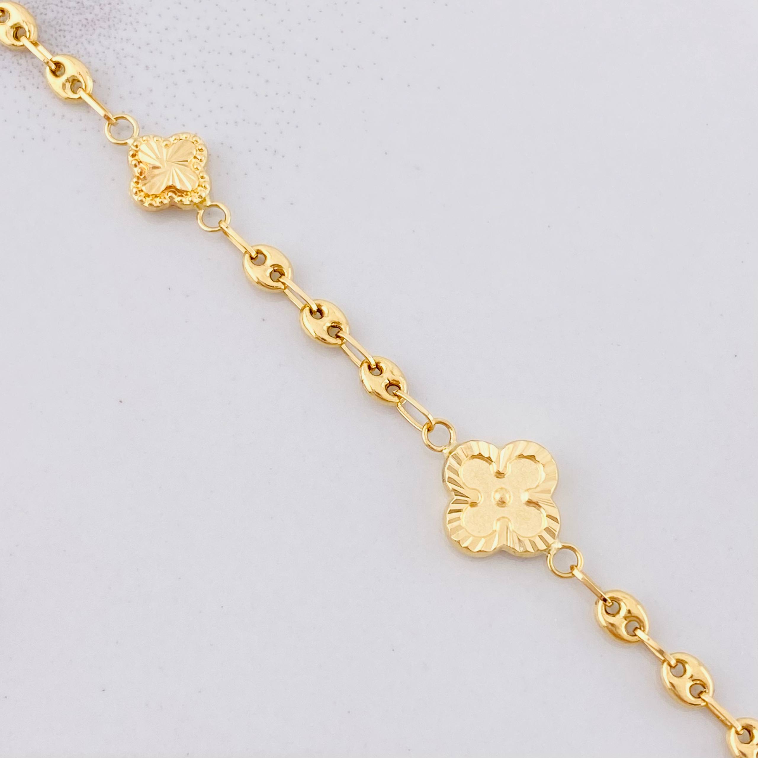 Bracelet GC Clover Diamond Cut 3.15g / 7 1/4 in / 1.65mm 18K Yellow Gold