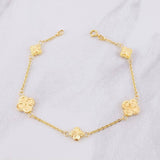 Pulso Aro Seguido Trébol Diamantado 3.2g / 7 in / 1.55mm Oro Amarillo 18K