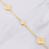 Pulso Aro Seguido Trébol Diamantado 3.2g / 7 in / 1.55mm Oro Amarillo 18K