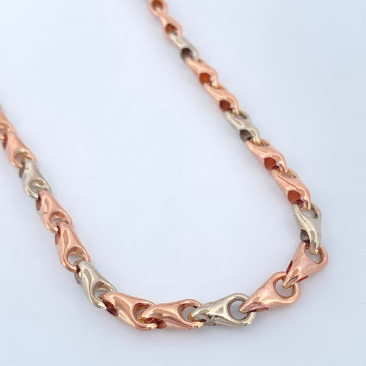 Cadena Rustica Espiga 9.95gr / 19 in / Dos Oros Blanco Rosa 18K $