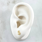 Topos Letra S 0.7gr / 6mm Circones Blancos Oro Amarillo 18K