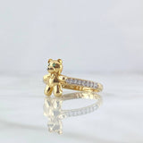 Bear Ring In Half Churumbela 2.45gr / Size 7 / Green Zircon Eyes White Zircons 18K Yellow Gold *