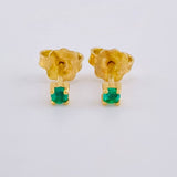 Four-Prong Emerald Stud Earrings 12Pts 1.15 g / in / 2.8 mm 18K Yellow Gold