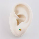 Four-Prong Emerald Stud Earrings 12Pts 1.15 g / in / 2.8 mm 18K Yellow Gold