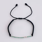 Pulsera Tejida Cruz Lineal En Relieve Esmeraldas 459Ts Oro Blanco 18K