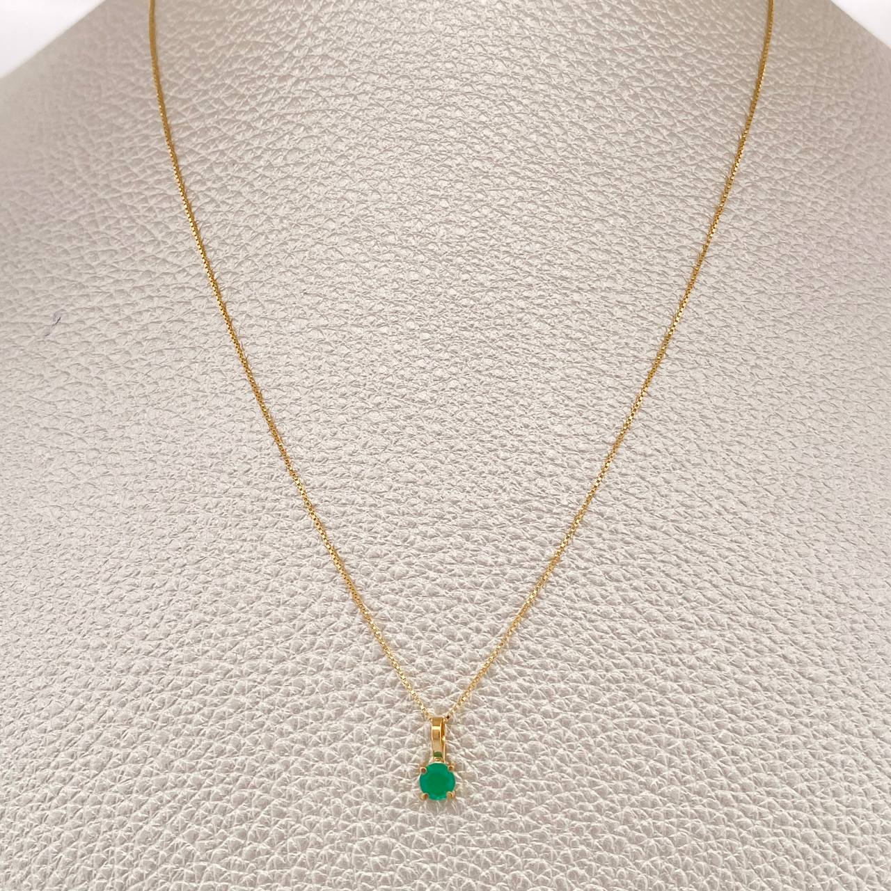 Venetian Set+ Round Emerald 18 Pts 1.25gr / 19 3/4 in / 0.45mm Yellow Gold 18K %