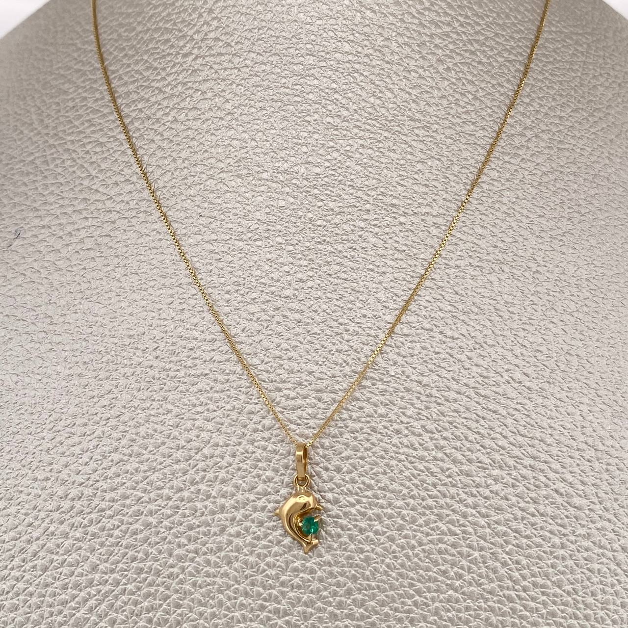 Set Veneciana+Delfin Esmeralda 08 Pts 1.4gr / 20 in / 0.46mm Oro Amarillo 18K %