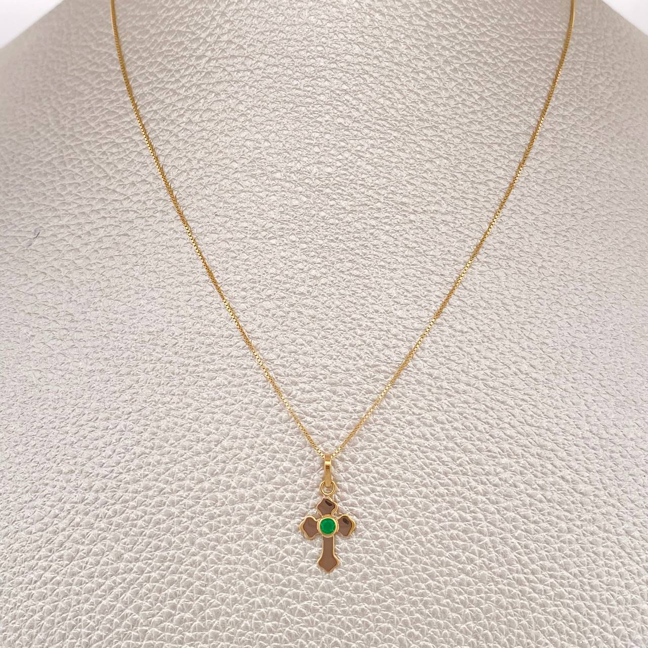 Venetian Set+ Flat Cross Emerald 05 Pts 1.3gr / 19 3/4 in / 0.46mm Yellow Gold 18K %