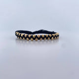 Pulsera Negra 3mm 31 Und Bolas Lisas Oro Amarillo 18K (A.C)