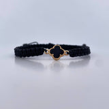 Pulsera Negra Trebol 0.8gr / Onix Negro Oro Amarillo 18K &