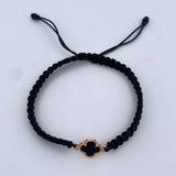 Pulsera Negra Trebol 0.8gr / Onix Negro Oro Amarillo 18K &