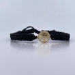Pulsera Negra Arbol De La Vida 0.4gr / Circones Blancos Oro Amarillo 18K &