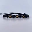 Black Bracelet 3mm Polished Beads 3 pcs Neoprenes 18K Yellow Gold (A.C)