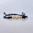 Black Bracelet 3mm-4mm 5 Pcs Polished Diamond Cut Beads 18K Gold Yellow (A.C)