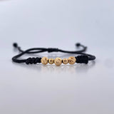 Black Bracelet 3mm-4mm 5 Pcs Polished Diamond Cut Beads 18K Gold Yellow (A.C)