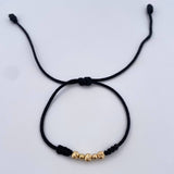 Black Bracelet 3mm-4mm 5 Pcs Polished Diamond Cut Beads 18K Gold Yellow (A.C)