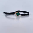 Black Bracelet Clover  0.85gr / Green Malachite Yellow Gold 18K &