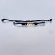 Pulsera Negra 3mm Bolas Lisas 3und Oro Amarillo 18K (A.C)