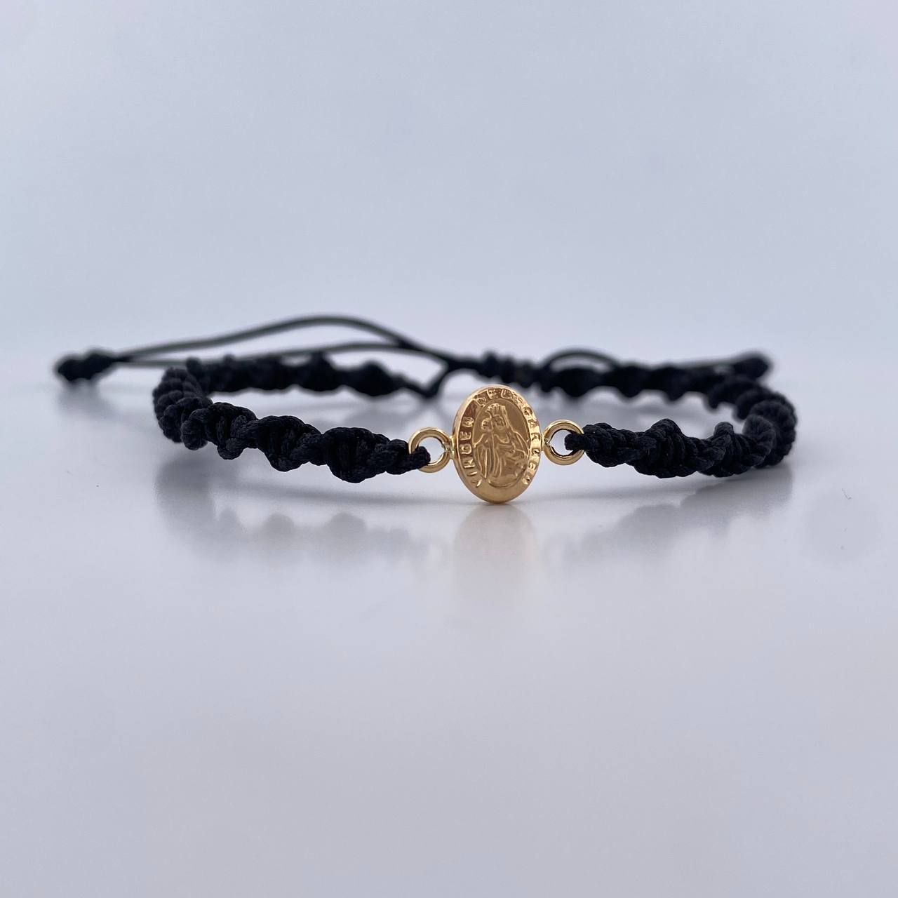 Pulsera Negra Virgen Del Carmen 0.35gr / Oro Amarillo 18K &