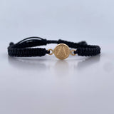 Black Bracelet Letter A 0.4gr / 18K Yellow Gold &
