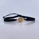 Pulsera Negra Letra I 0.4gr / Oro Amarillo 18K &