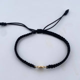 Black Bracelet Letter X 0.4gr / 18K Yellow Gold &