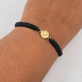 Black Bracelet Letter X 0.4gr / 18K Yellow Gold &