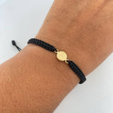 Pulsera Negra Letra Y 0.4gr / Oro Amarillo 18K &