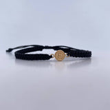 Black Bracelet Letter F 0.4gr / 18K Yellow Gold &