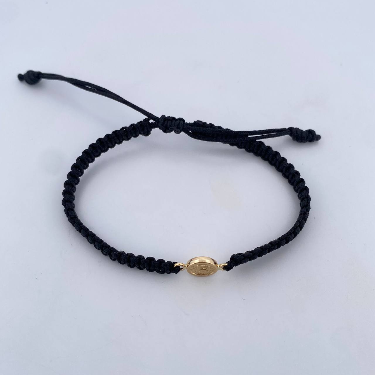 Black Bracelet Letter F 0.4gr / 18K Yellow Gold &