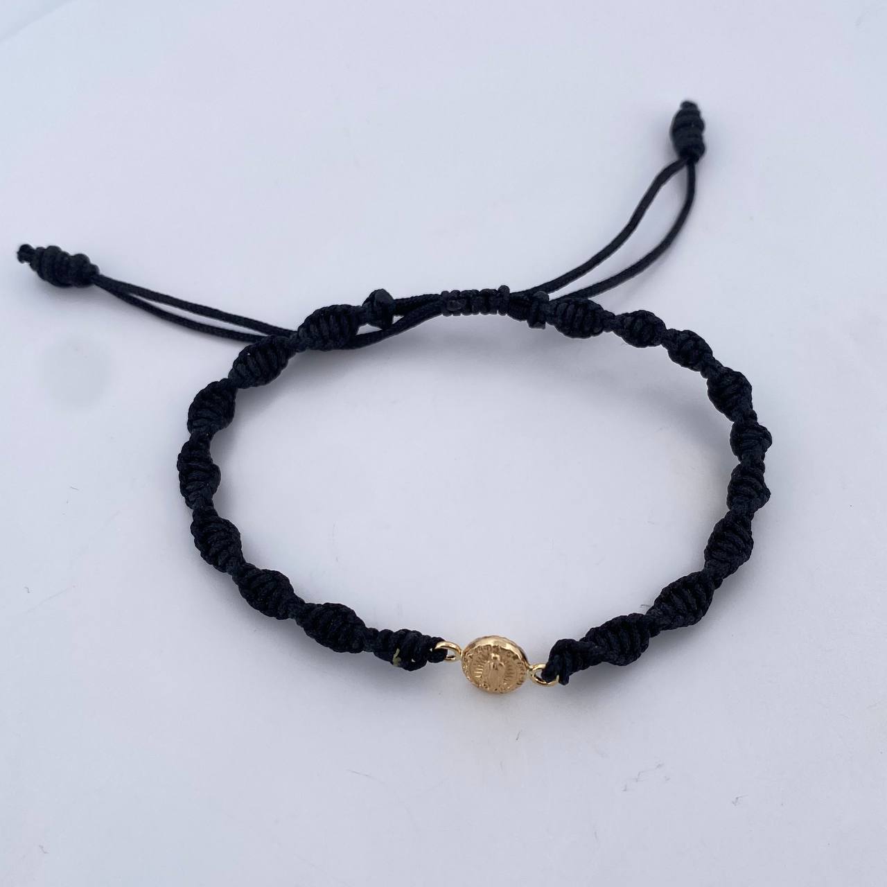 Pulsera Negra Virgen Guadalupe 0.4gr / Oro Amarillo 18K &