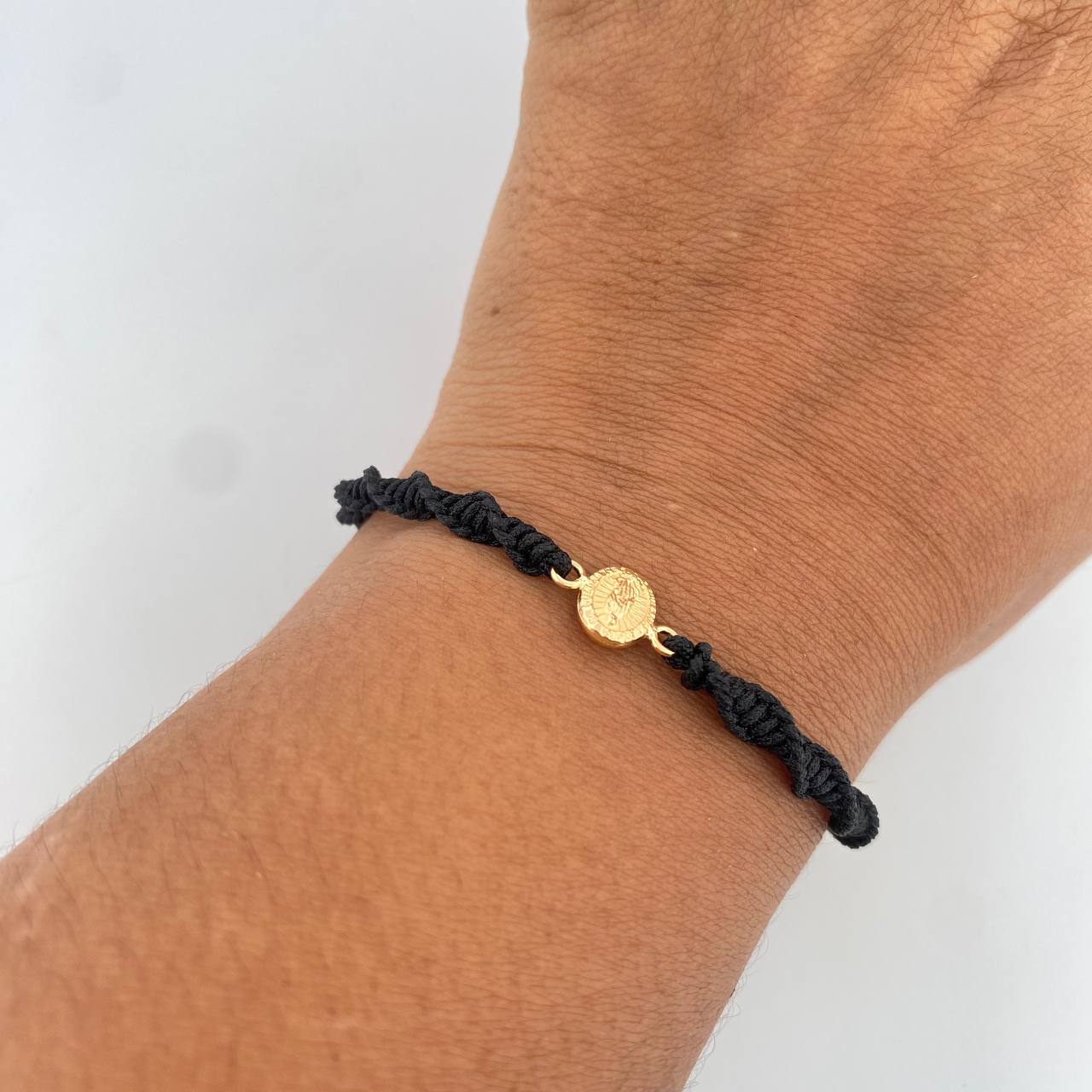 Pulsera Negra Virgen Guadalupe 0.4gr / Oro Amarillo 18K &