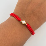 Pulsera Roja Trebol 0.65gr / Nacar Blanco Oro Amarillo 18K &