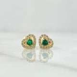 Topos Corazón 1.05gr / 7mm Circones Blancos Verde Oro Amarillo 18K ©