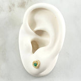 Topos Corazon 1.05gr / 7mm Circon verde y blancos Oro Amarillo 18K