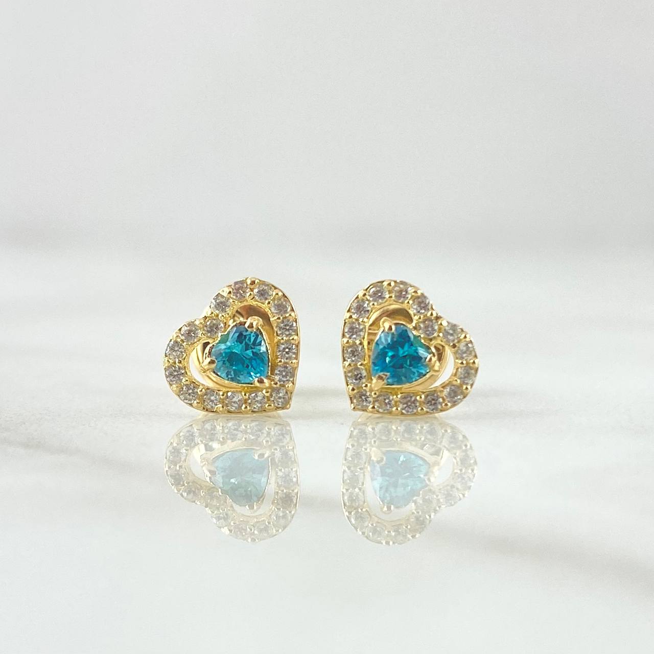 Topos Corazón 1.1gr / 7mm Circones Blancos Azul Oro Amarillo 18K ©