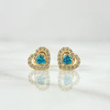Topos Corazón 1.1gr / 7mm Circones Blancos Azul Oro Amarillo 18K ©