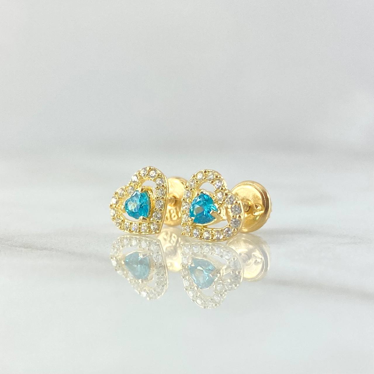 Topos Corazón 1.1gr / 7mm Circones Blancos Azul Oro Amarillo 18K ©