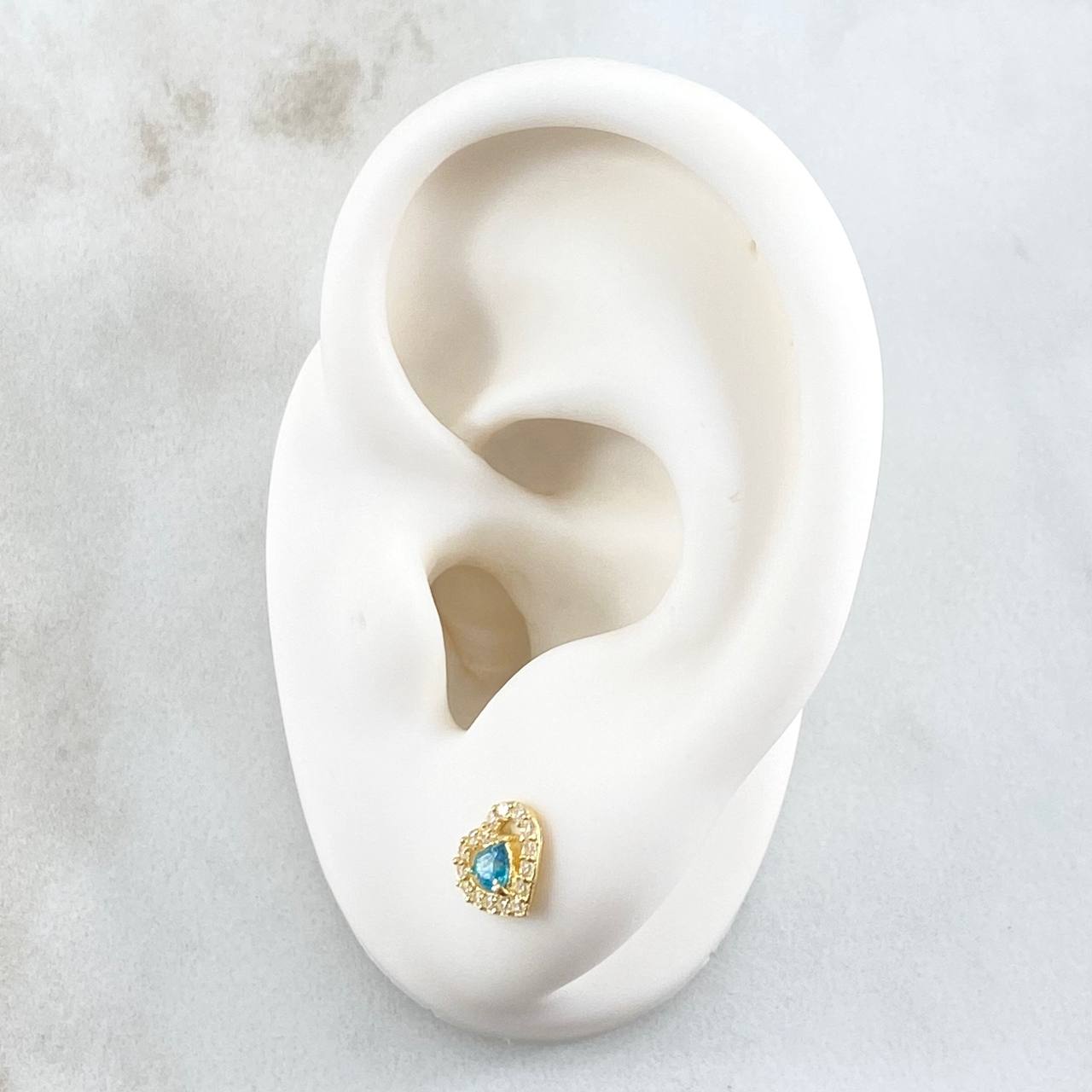 Topos Corazón 1.1gr / 7mm Circones Blancos Azul Oro Amarillo 18K ©